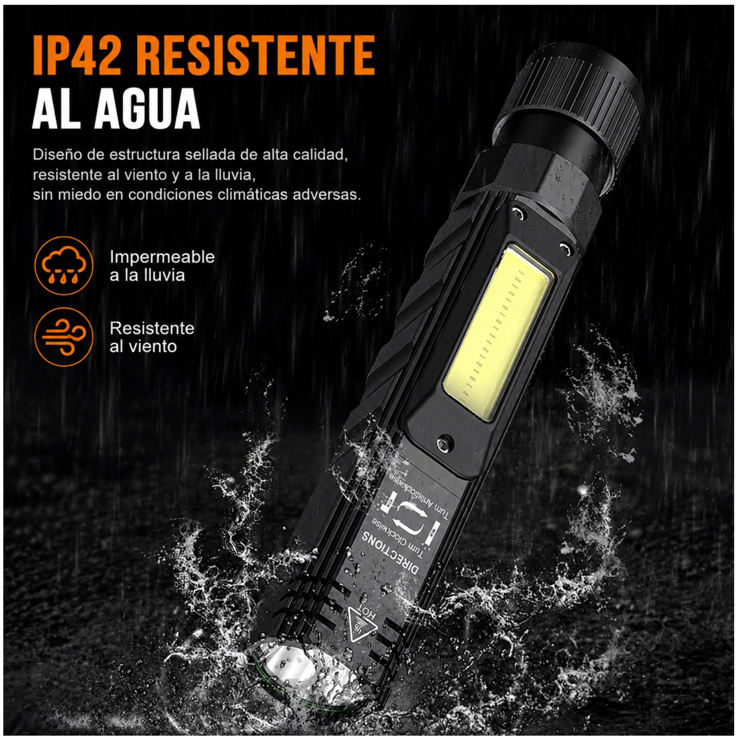 LINTERNA DE TRABAJO MAGNÉTICA RECARGABLE PARA MECÁNICO ELECTRICISTA INSPECCIÓN CAMPING Y EMERGENCIAS - 8
