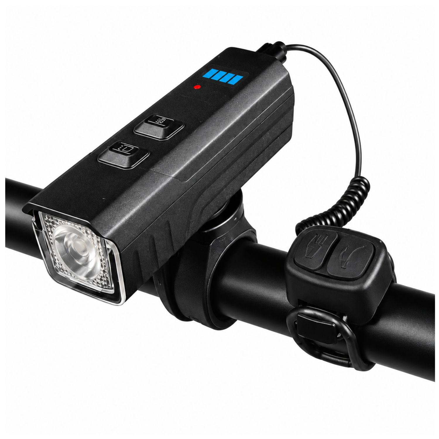 LUZ DELANTERA BICICLETA 1000LM RECARGABLE USB TIPO C CON CLAXÓN 120DB Y CONTROL REMOTO - 1