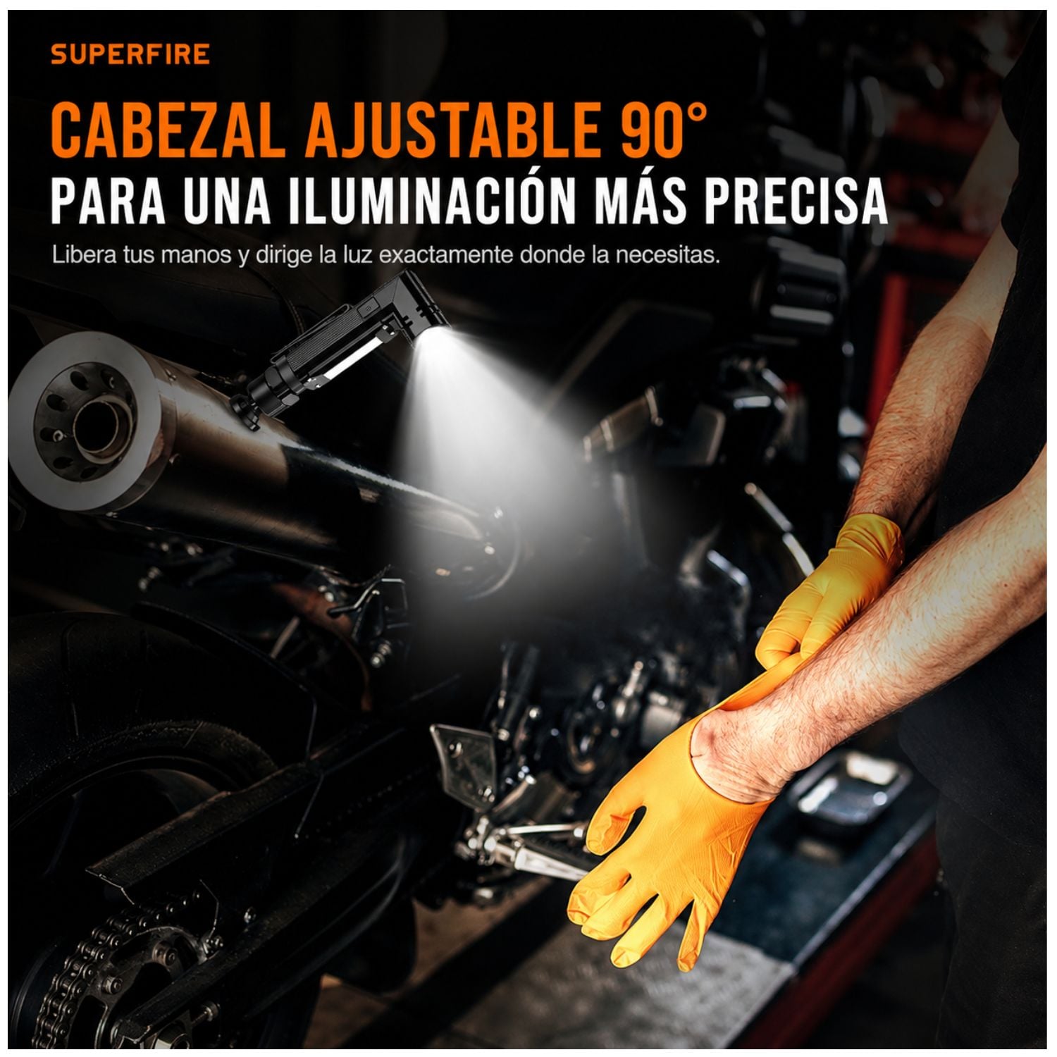 LINTERNA FRONTAL RECARGABLE USB C CON BASE MAGNÉTICA GIRATORIA CABEZAL AJUSTABLE 90° Y LUZ COB LED - 6