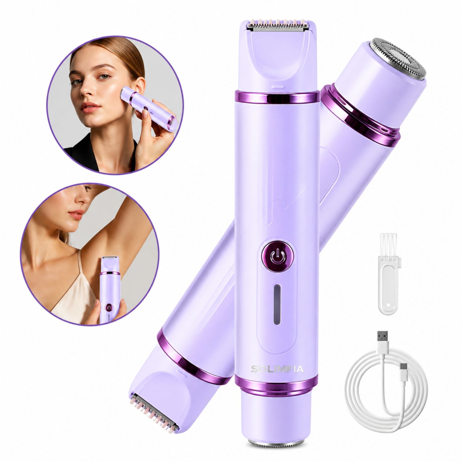 DEPILADORA MUJER 2 EN 1 RECARGABLE USB FACIAL BIKINI SIN DOLOR - 1