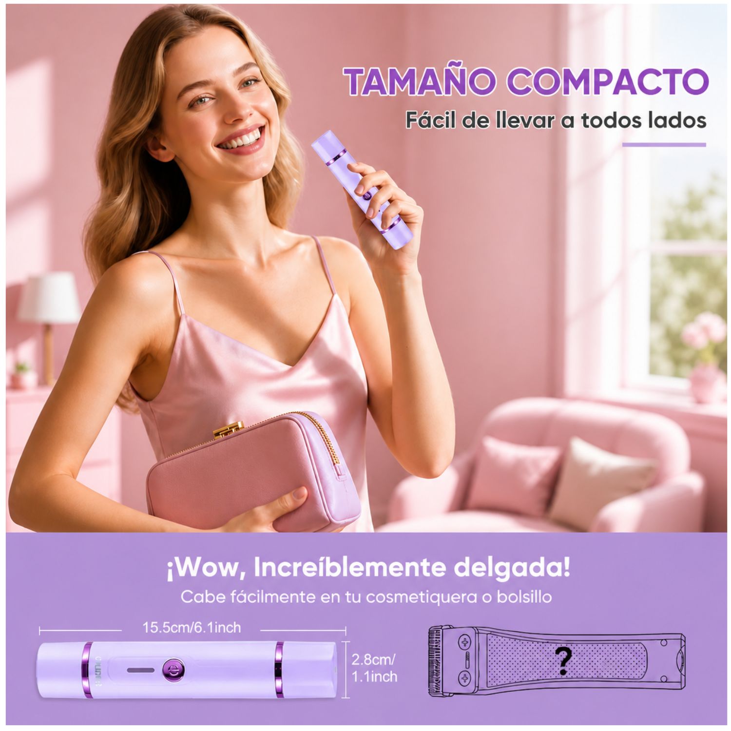 DEPILADORA MUJER 2 EN 1 RECARGABLE USB FACIAL BIKINI SIN DOLOR - 6