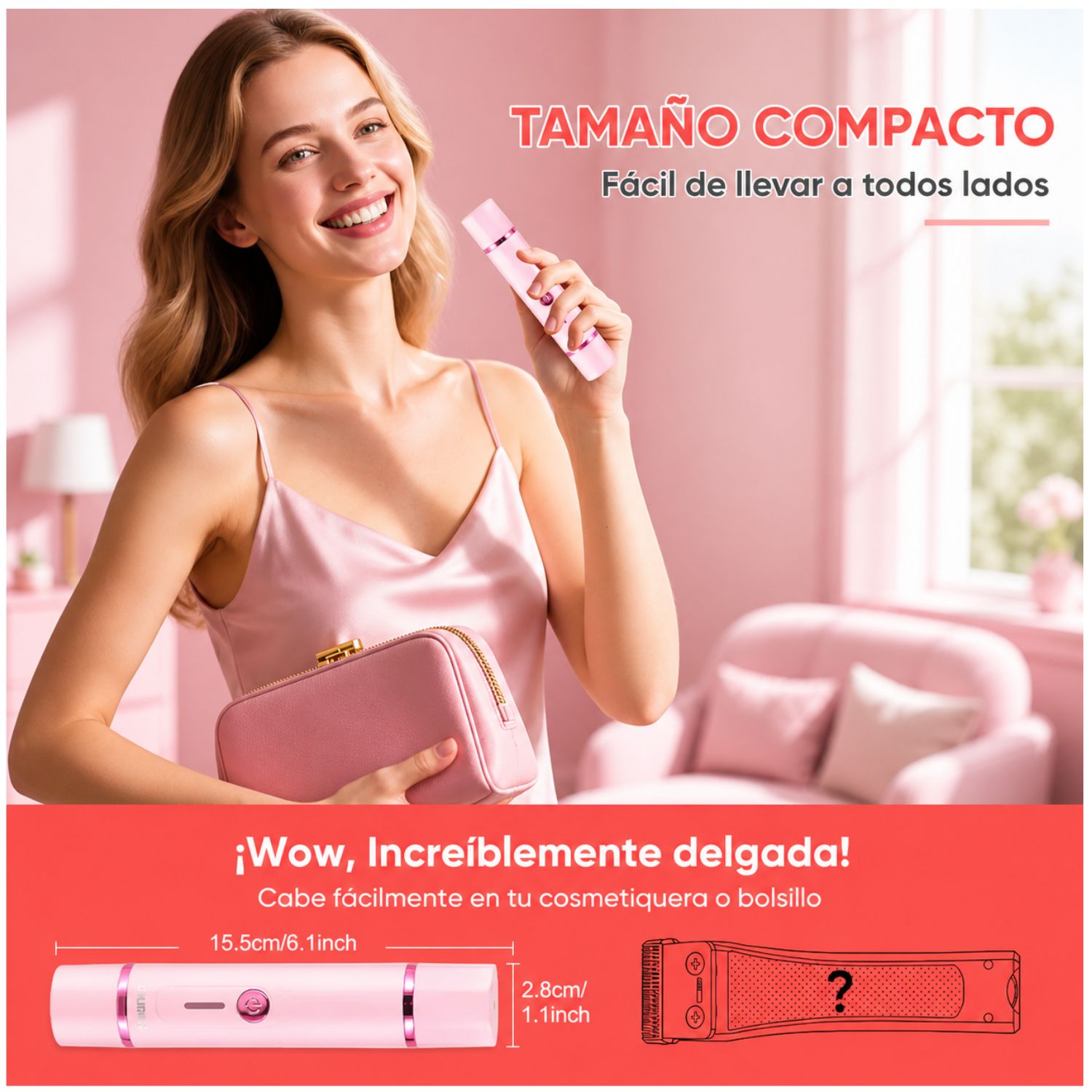 DEPILADORA CORPORAL MUJER PORTÁTIL 2 EN 1 RECORTADORA Y RASURADORA SIN DOLOR - 7