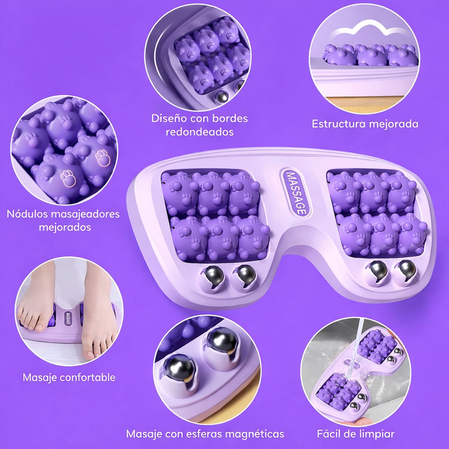 RODILLO MASAJEADOR DE PIES PARA FASCITIS PLANTAR CON ACUPRESIÓN Y BASE ANTIDESLIZANTE DOLOR PLANTAR - 3
