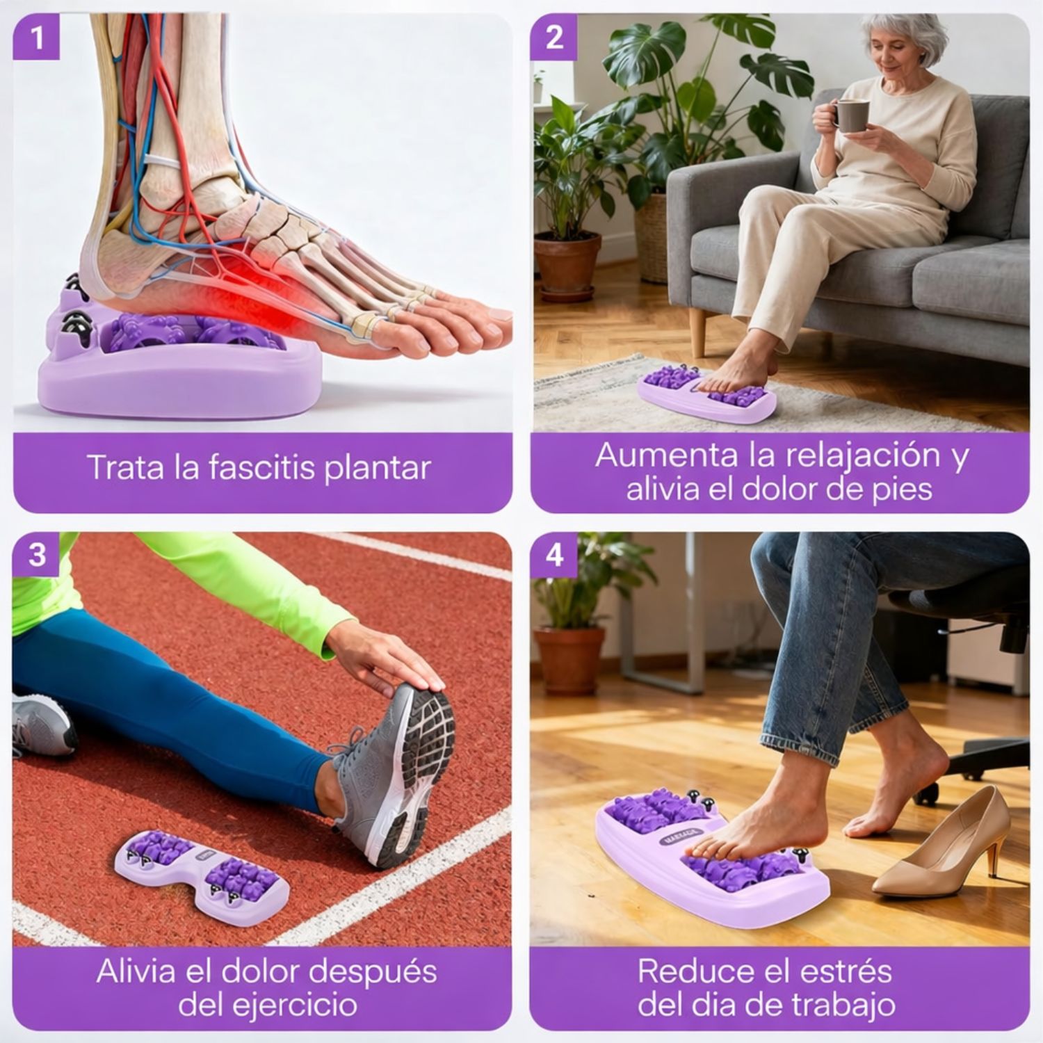 RODILLO MASAJEADOR DE PIES PARA FASCITIS PLANTAR CON ACUPRESIÓN Y BASE ANTIDESLIZANTE DOLOR PLANTAR - 2