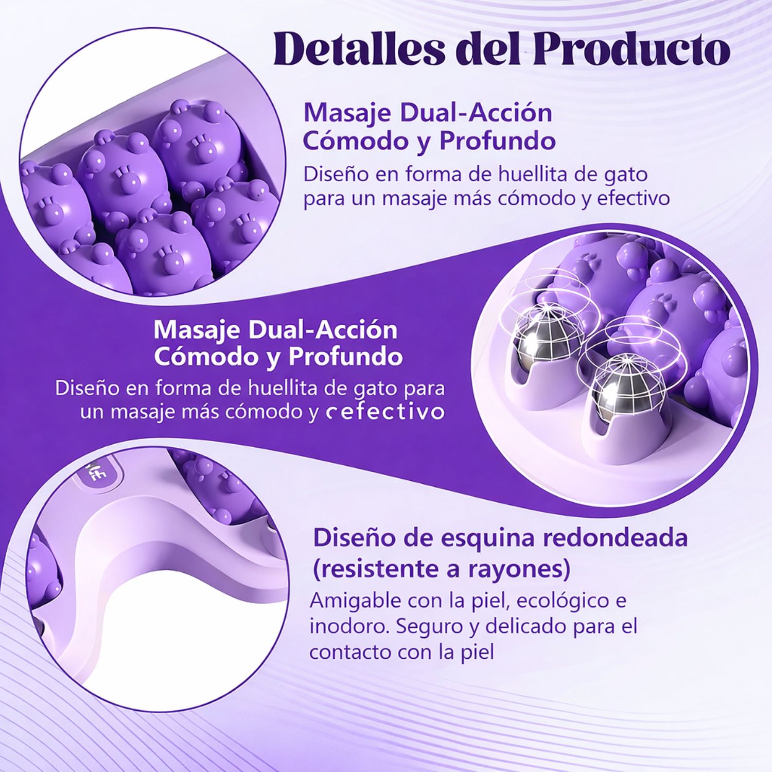 RODILLO MASAJEADOR DE PIES PARA FASCITIS PLANTAR CON ACUPRESIÓN Y BASE ANTIDESLIZANTE DOLOR PLANTAR - 4