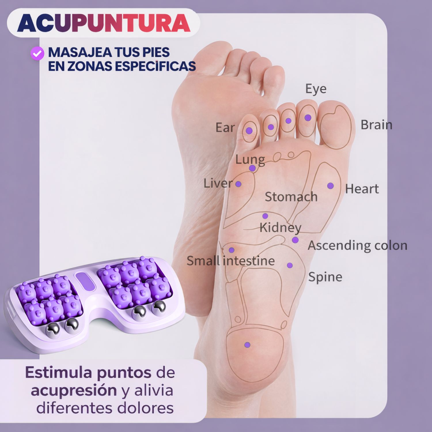 RODILLO MASAJEADOR DE PIES PARA FASCITIS PLANTAR CON ACUPRESIÓN Y BASE ANTIDESLIZANTE DOLOR PLANTAR - 8