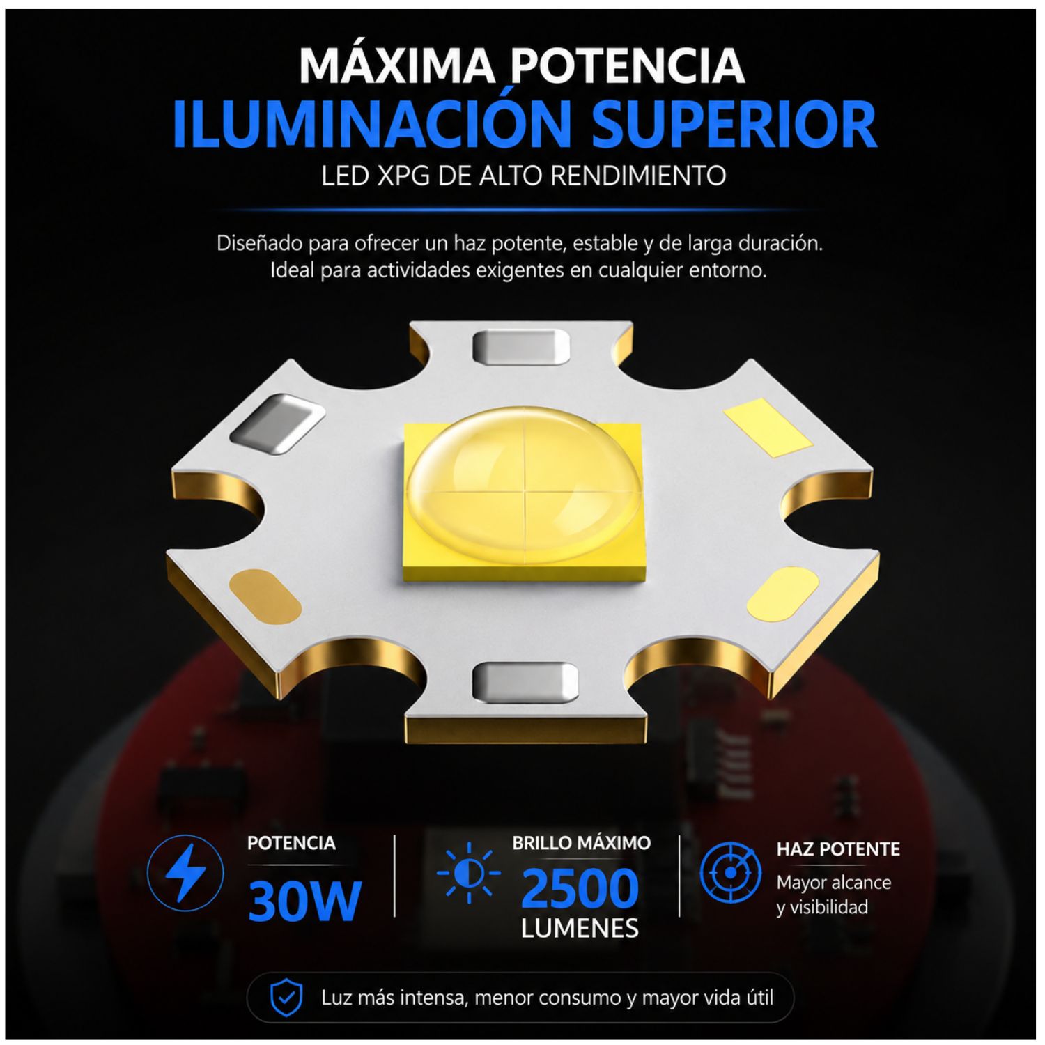 LINTERNA DE BUCEO PROFESIONAL IPX8 2500 LÚMENES RECARGABLE PARA PESCA SUBMARINA RESCATE Y EXPLORACIÓN - 2