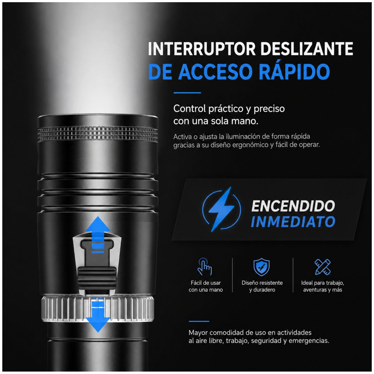LINTERNA DE BUCEO PROFESIONAL IPX8 2500 LÚMENES RECARGABLE PARA PESCA SUBMARINA RESCATE Y EXPLORACIÓN - 4