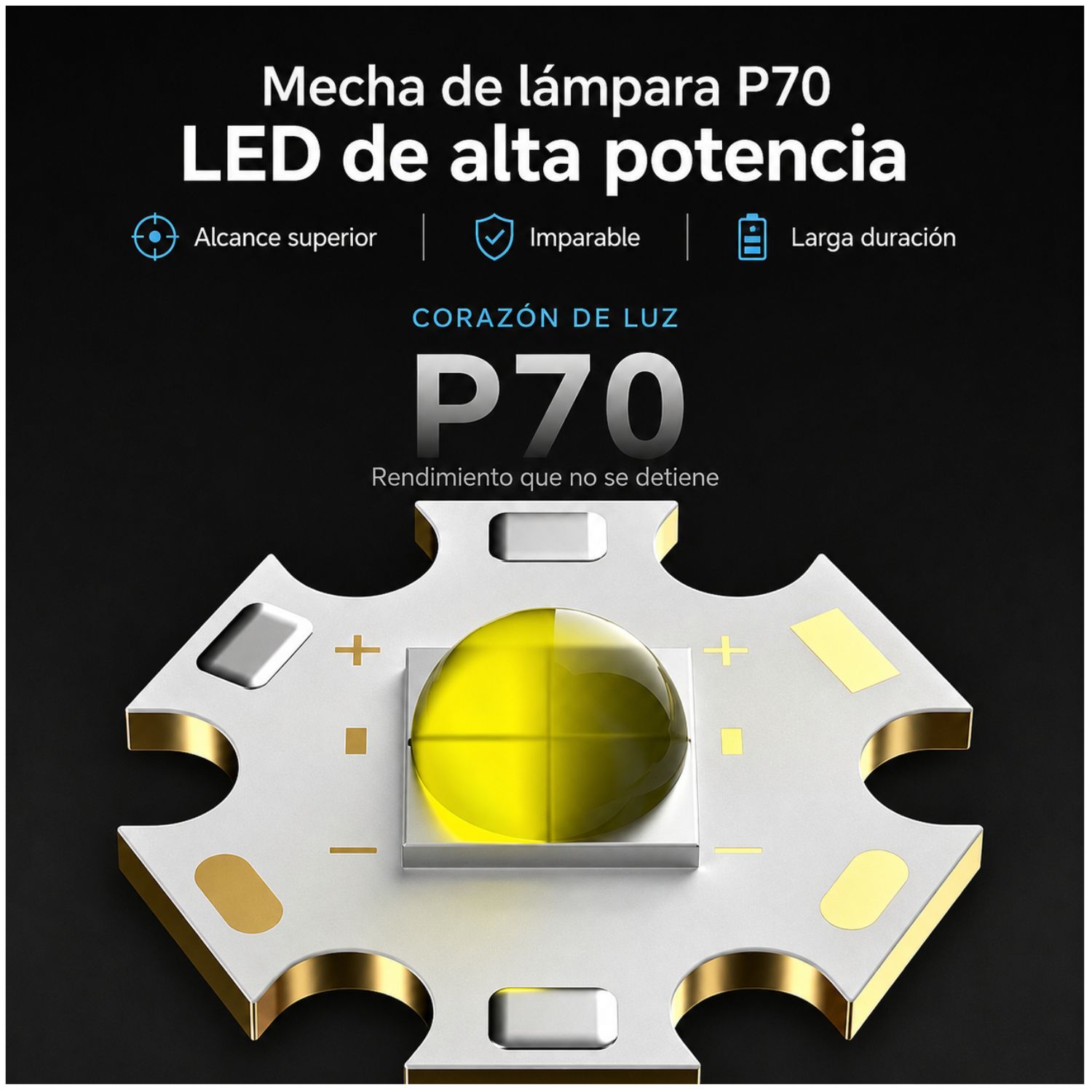 LINTERNA TÁCTICA RECARGABLE 3000LM LARGO ALCANCE HASTA 1000 METROS USB C ZOOM TELESCÓPICO IP65 - 3