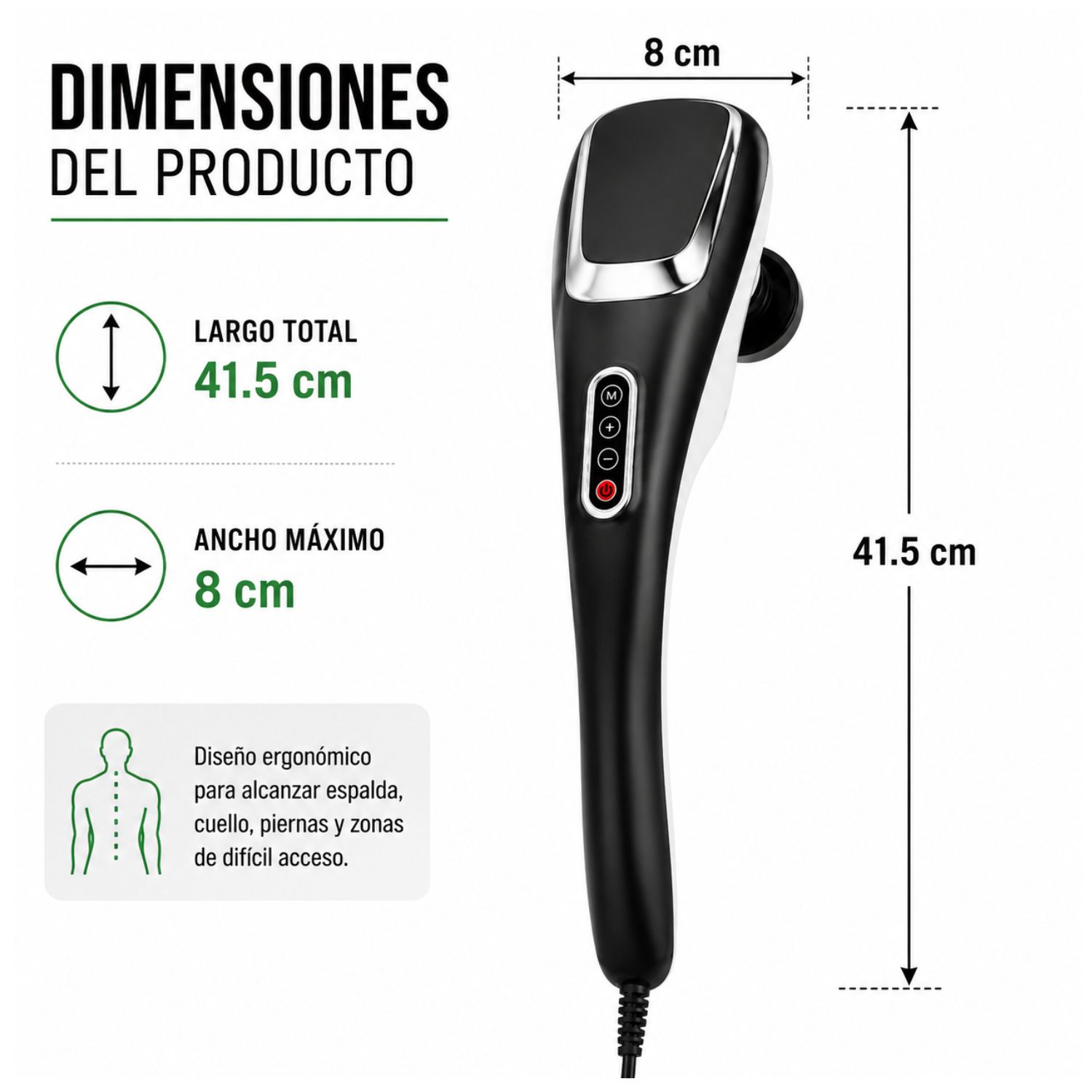 MASAJEADOR CORPORAL ELÉCTRICO DE PERCUSIÓN PROFUNDA CON 7 CABEZALES INTERCAMBIABLES 12 MODOS Y 10 INTENSIDADES - 5