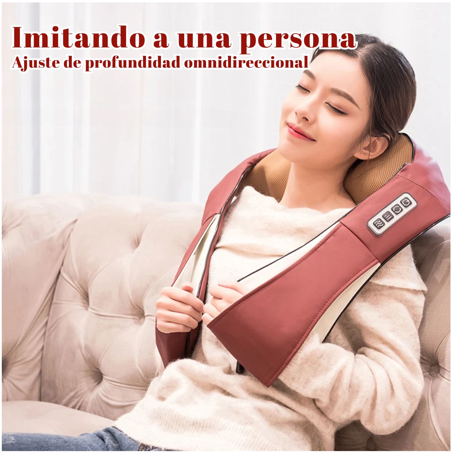 MASAJEADOR SHIATSU CUELLO ESPALDA CON CALOR RECARGABLE - 5