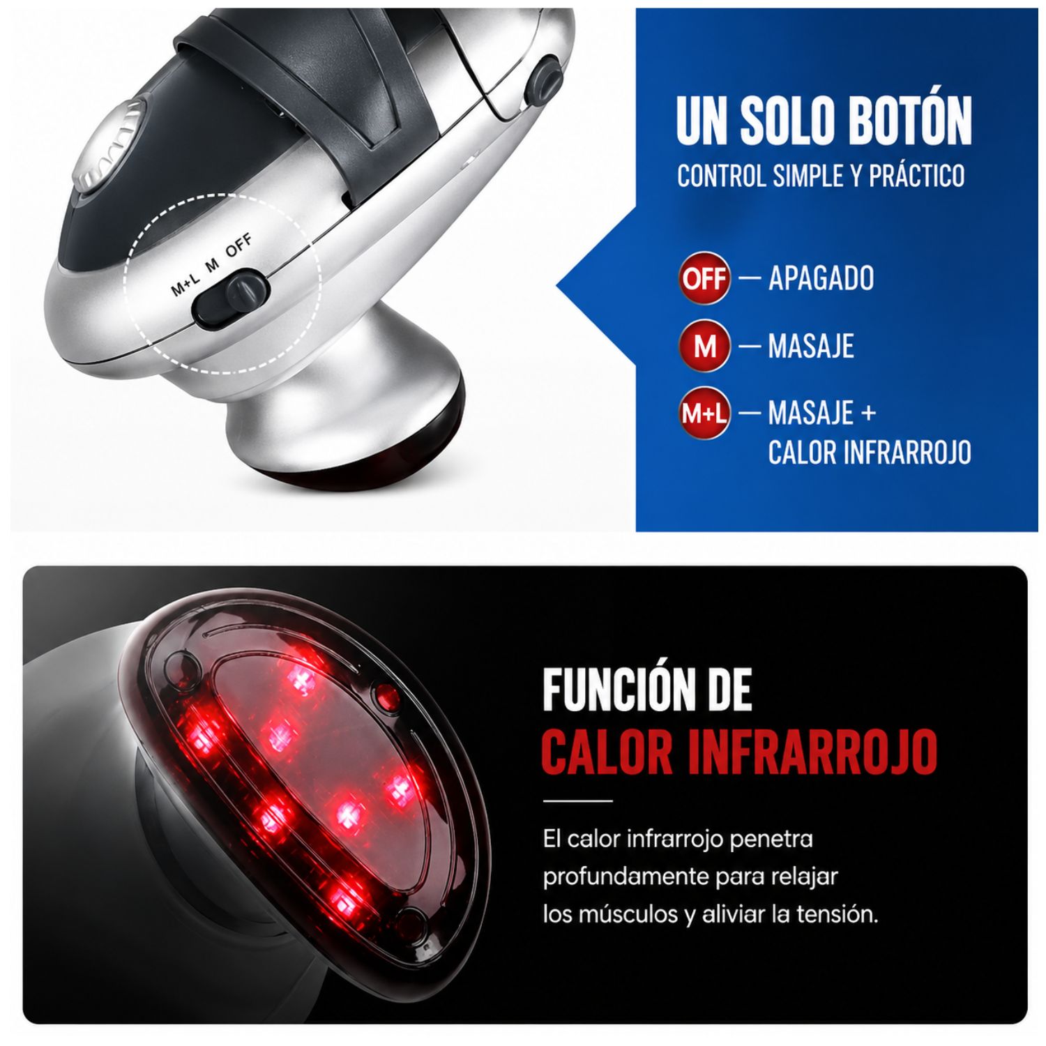 MASAJEADOR CORPORAL ELÉCTRICO PROFESIONAL CON INFRARROJO PARA ESPALDA CUELLO HOMBROS Y RECUPERACIÓN MUSCULAR - 4
