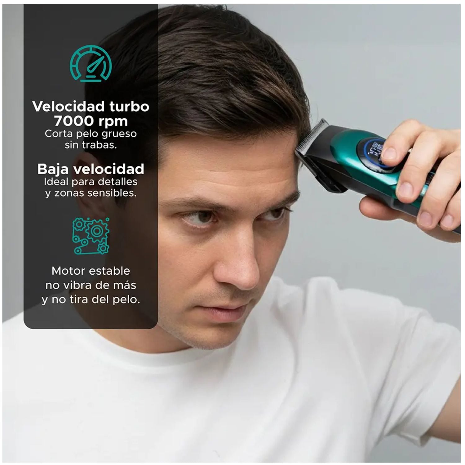 TRIMMER PROFESIONAL PARA CABELLO Y BARBA CON CUCHILLA T MOTOR 7000 RPM VGR V-966 VERDE - 2