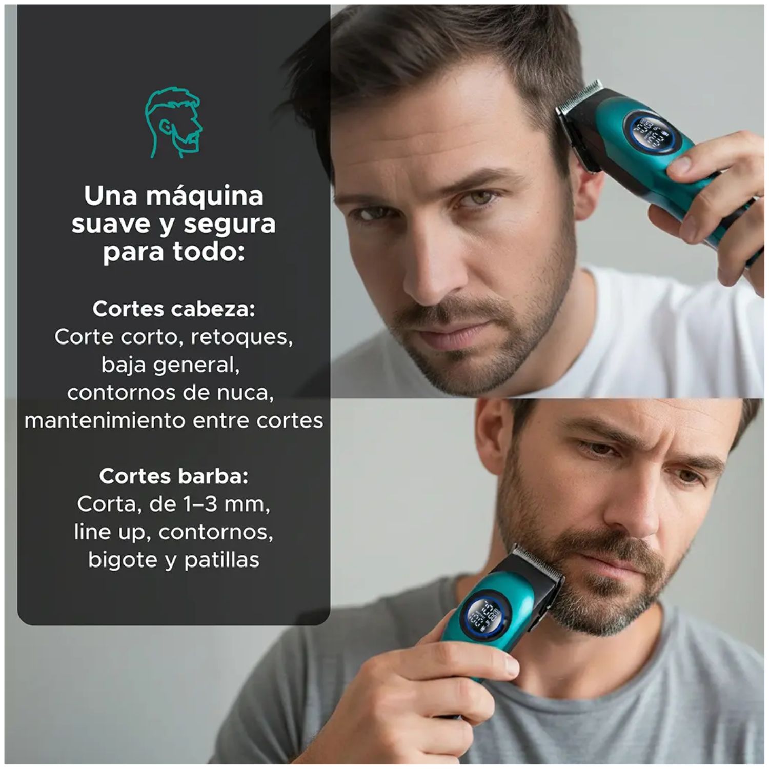 TRIMMER PROFESIONAL PARA CABELLO Y BARBA CON CUCHILLA T MOTOR 7000 RPM VGR V-966 VERDE - 6