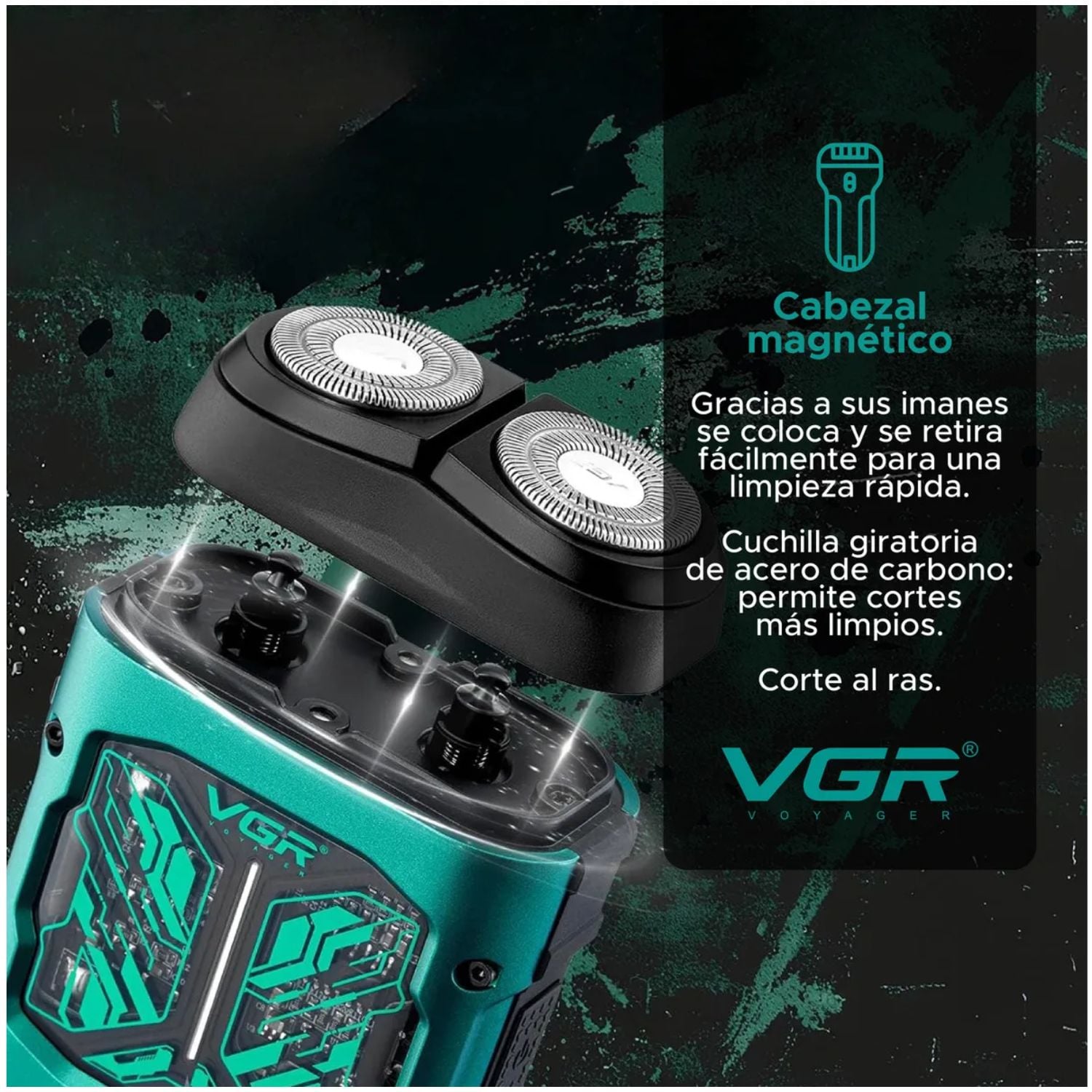 RASURADORA BARBA VGR V-344 ELÉCTRICA ROTATIVA USB-C IPX6 VERDE - 4