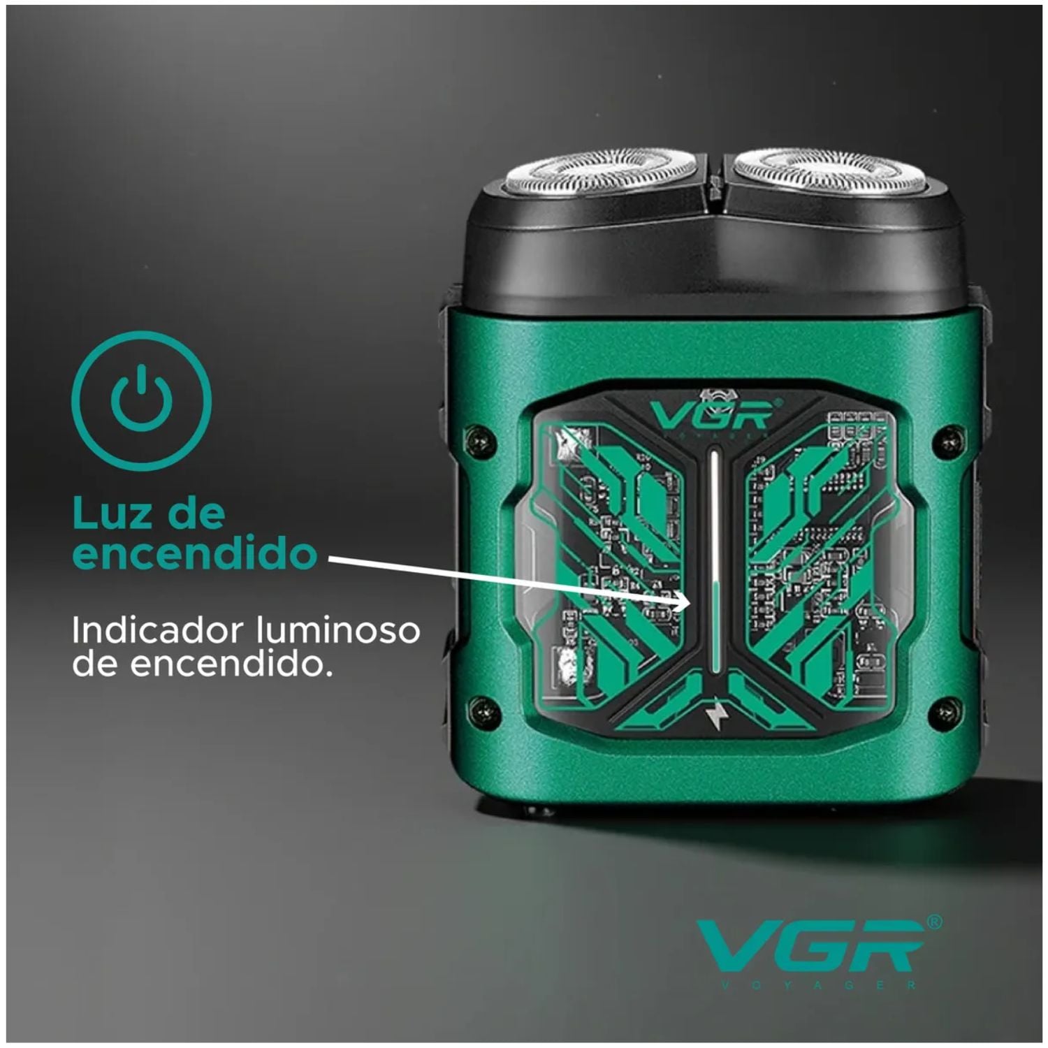 RASURADORA BARBA VGR V-344 ELÉCTRICA ROTATIVA USB-C IPX6 VERDE - 5
