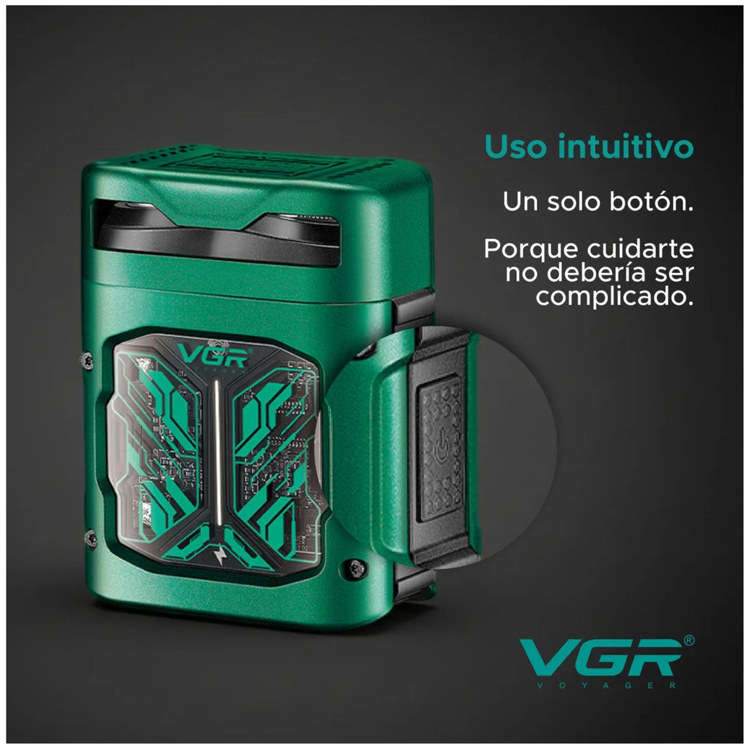 RASURADORA BARBA VGR V-344 ELÉCTRICA ROTATIVA USB-C IPX6 VERDE - 7