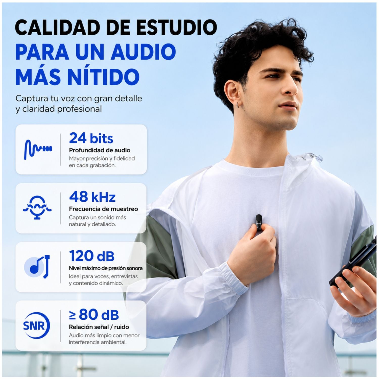 MICRÓFONO INALÁMBRICO 4 EN 1 BOYA MAGIC-05 USB-C CON CANCELACIÓN DE RUIDO - 3