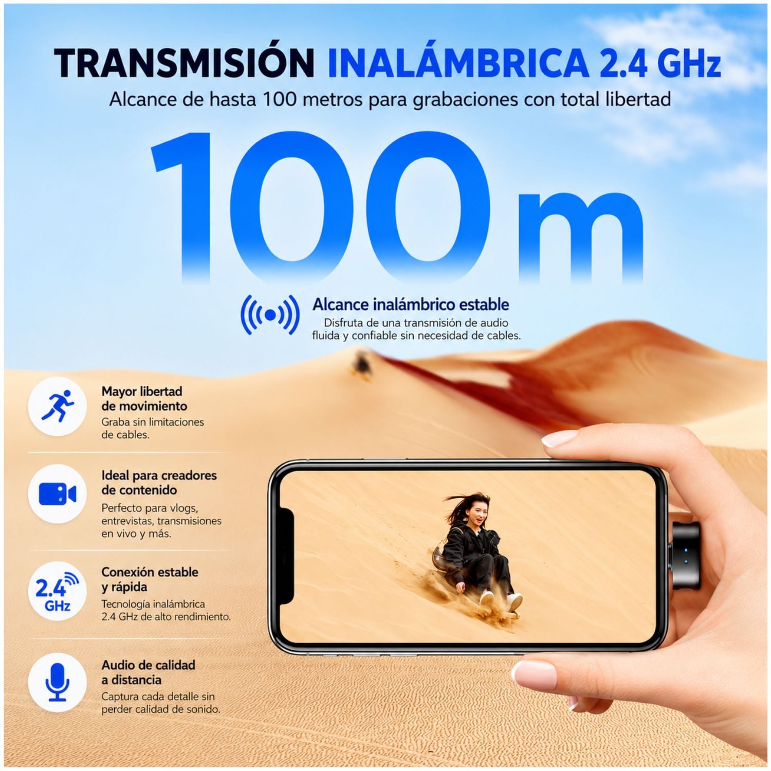 MICRÓFONO INALÁMBRICO 4 EN 1 BOYA MAGIC-05 USB-C CON CANCELACIÓN DE RUIDO - 6