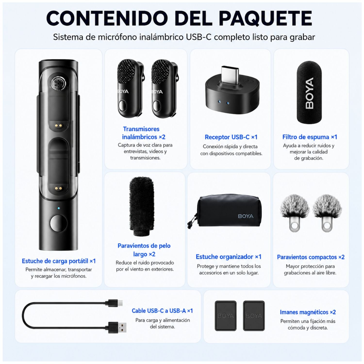 MICRÓFONO INALÁMBRICO 4 EN 1 BOYA MAGIC-05 USB-C CON CANCELACIÓN DE RUIDO - 7