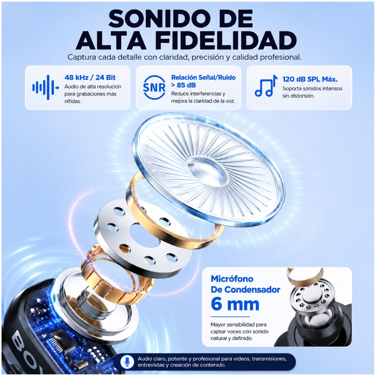 MICRÓFONO INALÁMBRICO BOYA MINI 2 USB C CON CANCELACIÓN DE RUIDO IA APP BOYA CENTRAL Y ESTUCHE DE CARGA - 3