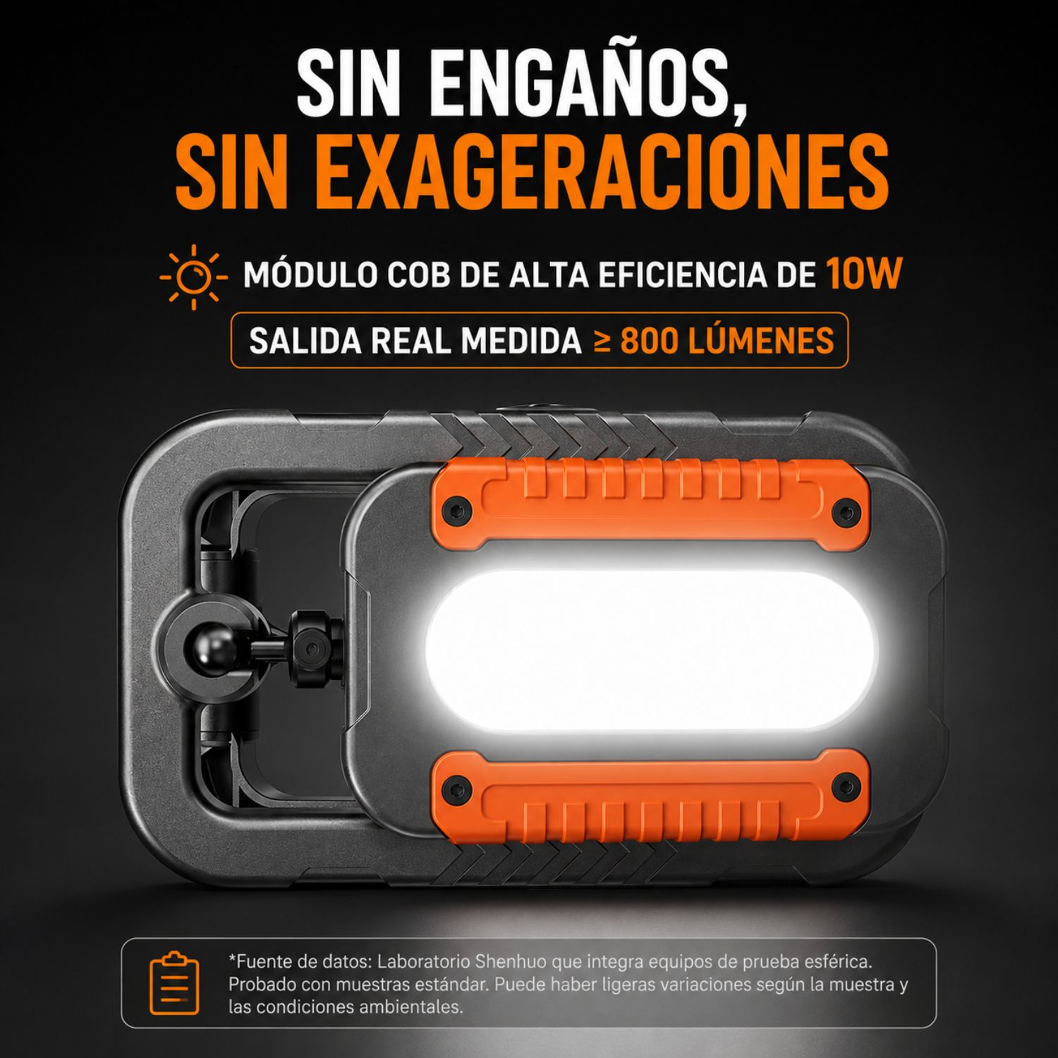 LÁMPARA DE TRABAJO LED COB 10W RECARGABLE USB-C CON IMÁN, PINZA MULTIFUNCIÓN, GANCHO Y BRAZO AJUSTABLE 800 LM - 5