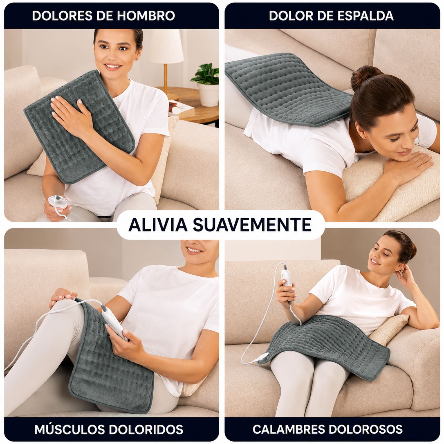 COJÍN TÉRMICO ELÉCTRICO PARA DOLORES MUSCULARES MENSTRUALES ESPALDA Y PIERNAS 30X60 CM MANTA - 2