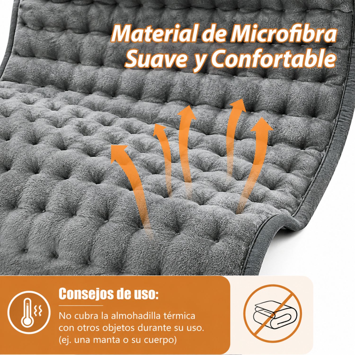 COJÍN TÉRMICO ELÉCTRICO PARA DOLORES MUSCULARES MENSTRUALES ESPALDA Y PIERNAS 30X60 CM MANTA - 5