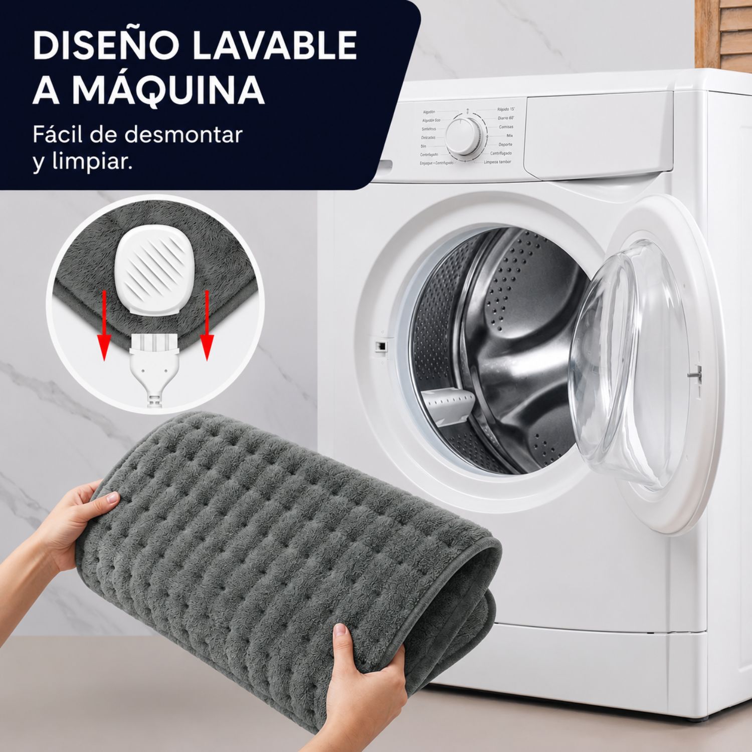 COJÍN TÉRMICO ELÉCTRICO PARA DOLORES MUSCULARES MENSTRUALES ESPALDA Y PIERNAS 30X60 CM MANTA - 6