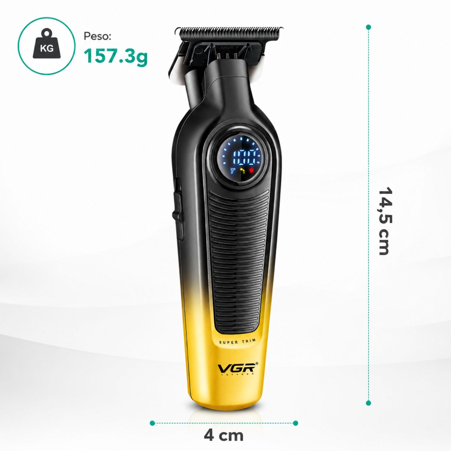 MÁQUINA DE CORTAR PELO Y BARBA TRIMMER VGR V-996 PROFESIONAL USB TIPO C PANTALLA LED - 6