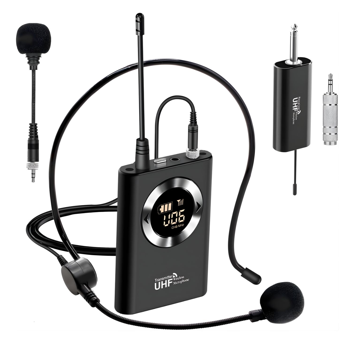 MICRÓFONO INALÁMBRICO UHF DE DIADEMA HEADSET PROFESIONAL PARA AMPLIFICADOR Y PARLANTES - 1