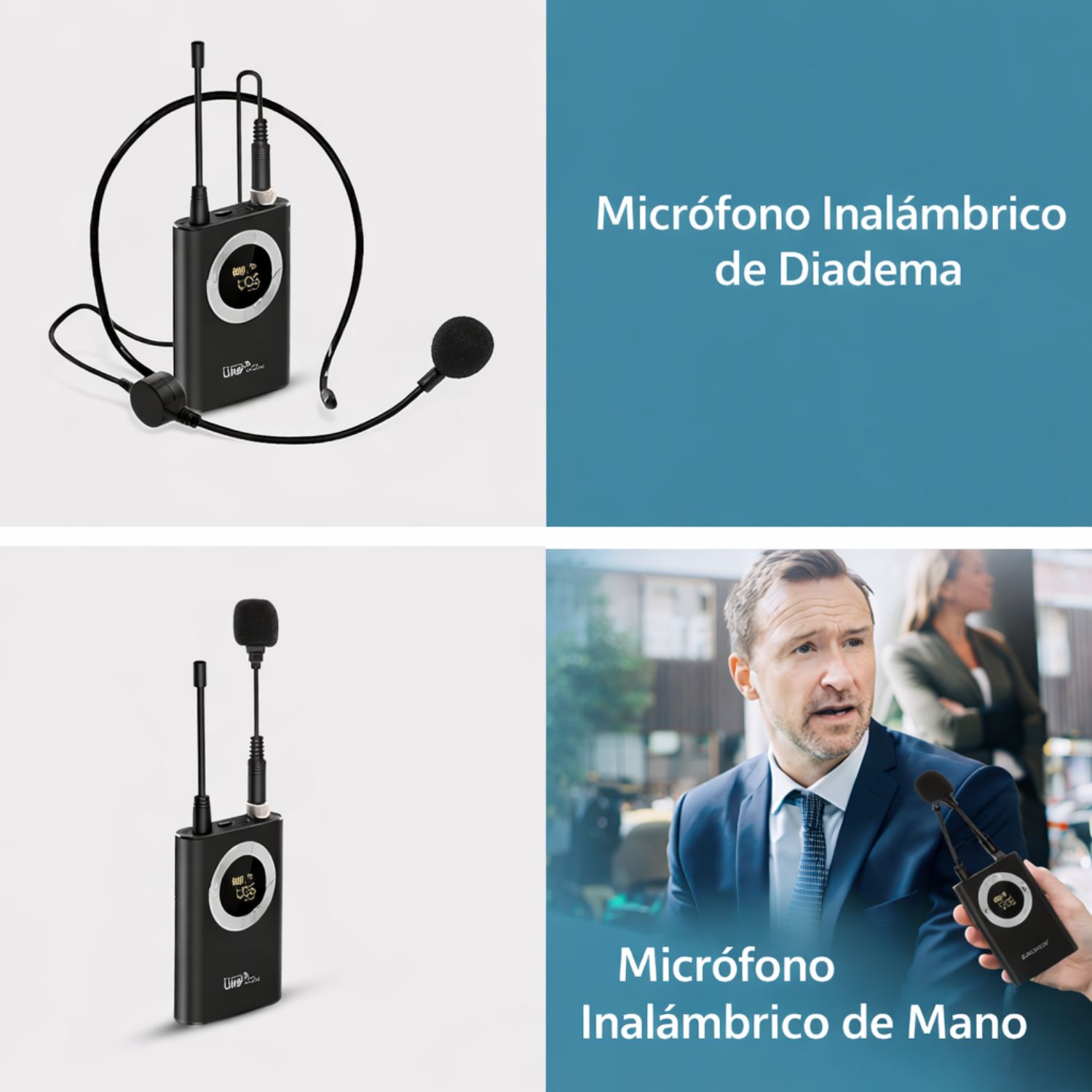 MICRÓFONO INALÁMBRICO UHF DE DIADEMA HEADSET PROFESIONAL PARA AMPLIFICADOR Y PARLANTES - 3