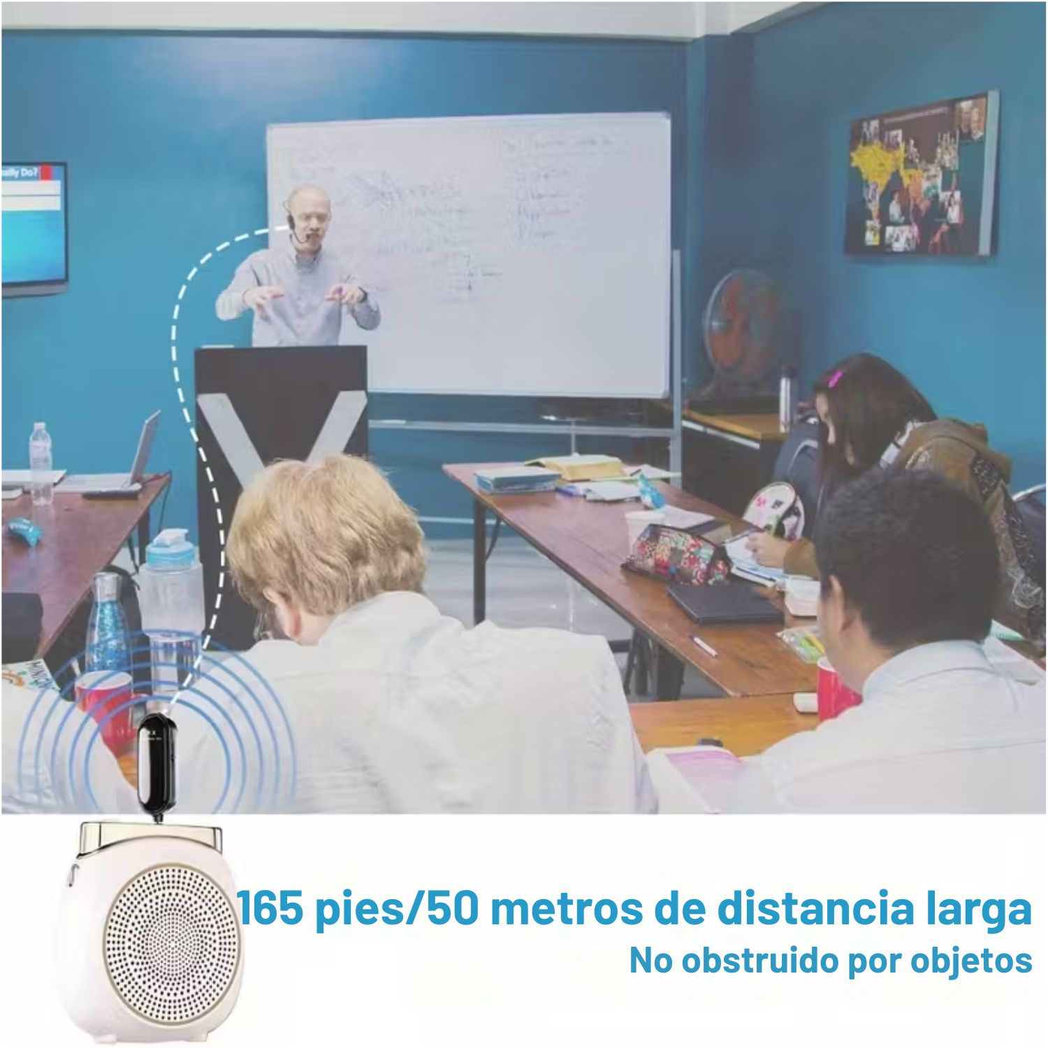 MICRÓFONO INALÁMBRICO PROFESIONAL DUAL DIADEMA Y MANO 2 EN 1 RECARGABLE 2.4G PARA CONFERENCIAS - 5