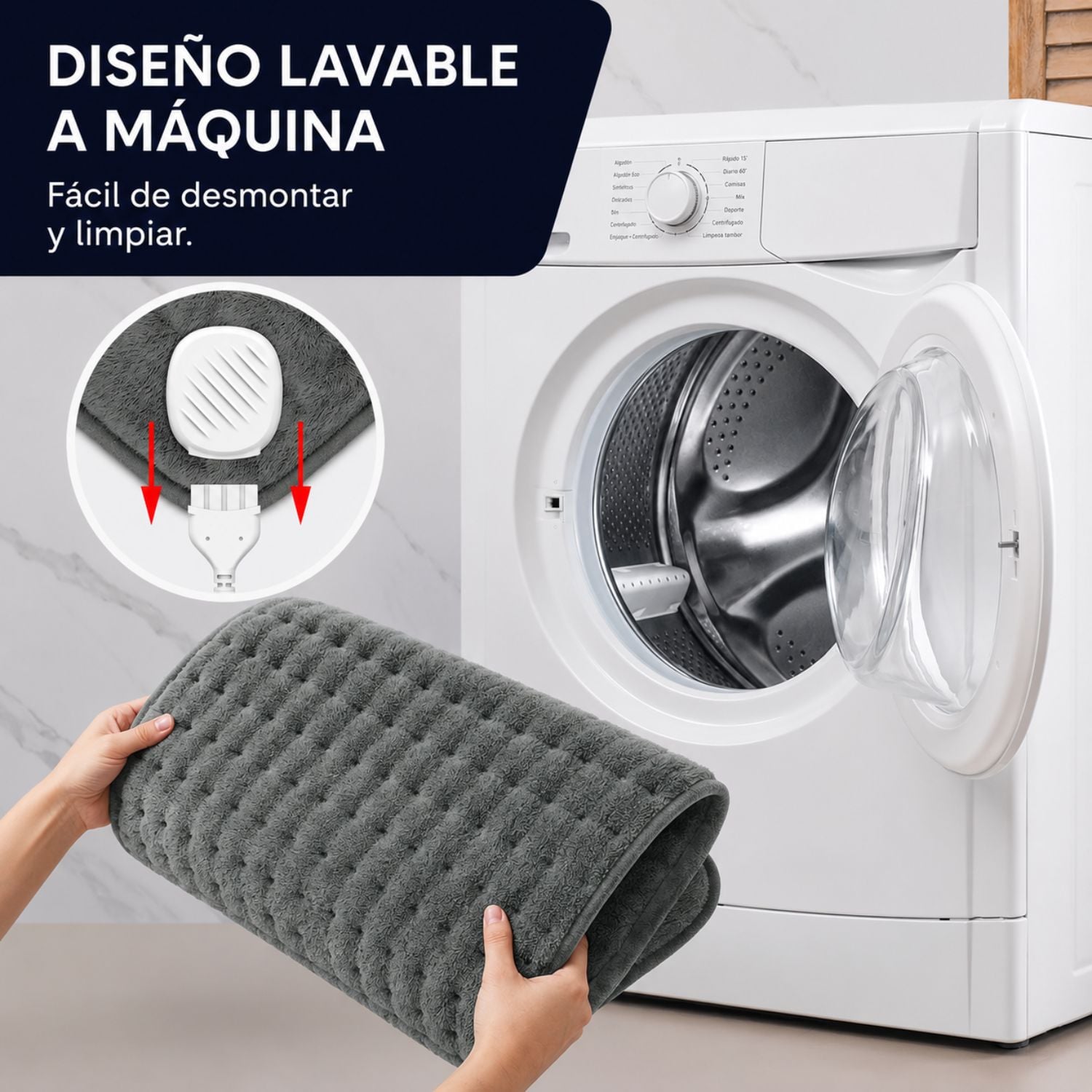 MANTA TÉRMICA ELÉCTRICA 30X60 CM 75W CON 5 NIVELES DE TEMPERATURA Y APAGADO AUTOMÁTICO - 6