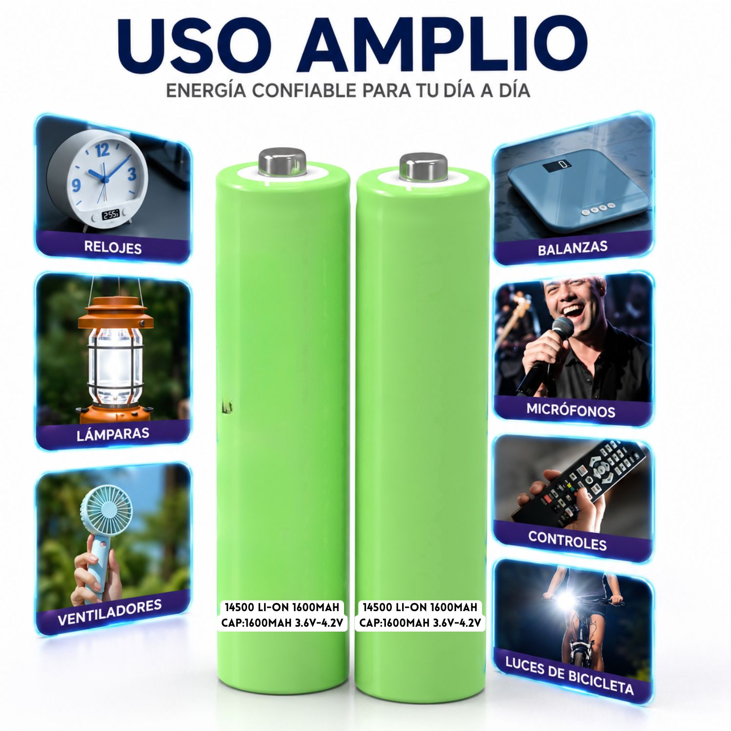 BATERÍA RECARGABLE 14500 1600MAH 3.7V LI-ION PARA LINTERNAS LED PACK X2 - 2