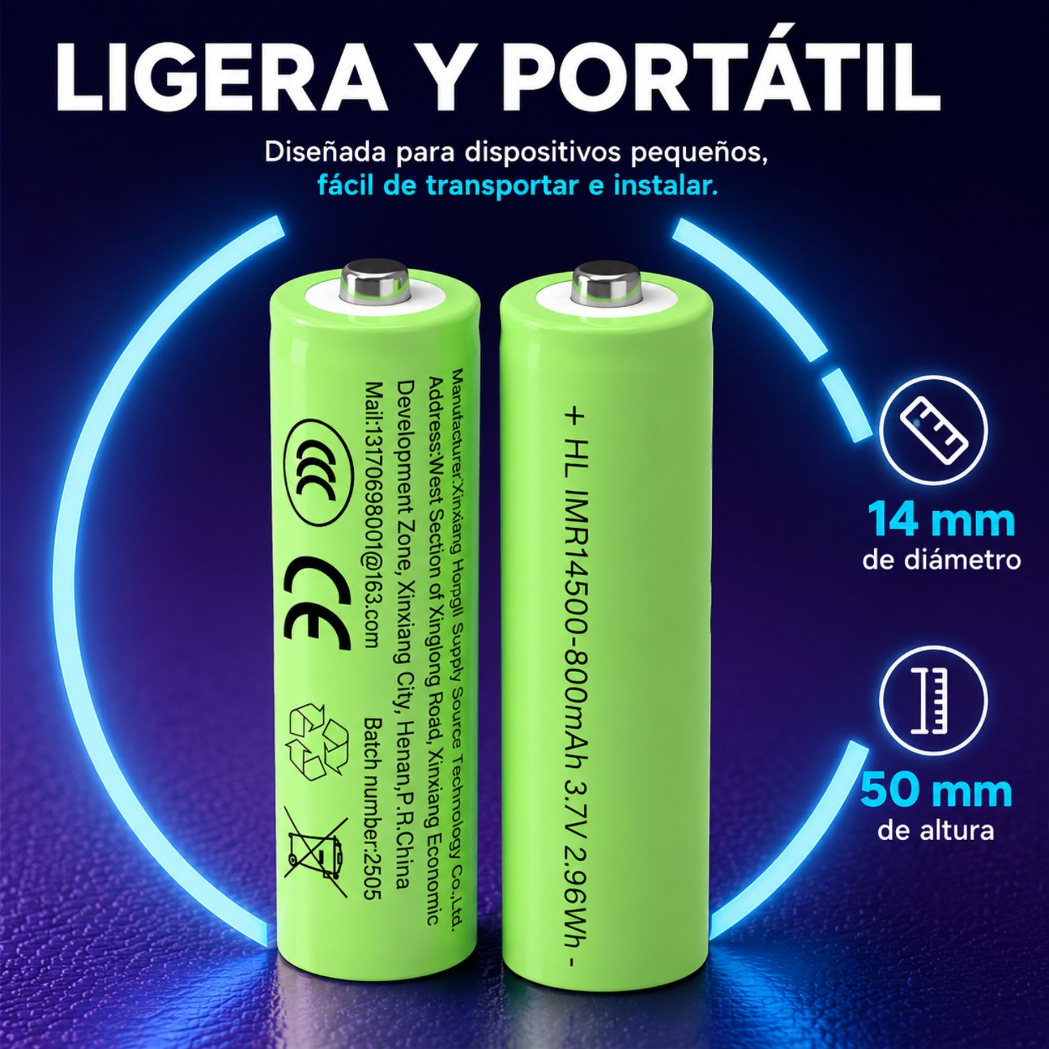 BATERÍA RECARGABLE 14500 1600MAH 3.7V LI-ION PARA LINTERNAS LED PACK X2 - 4