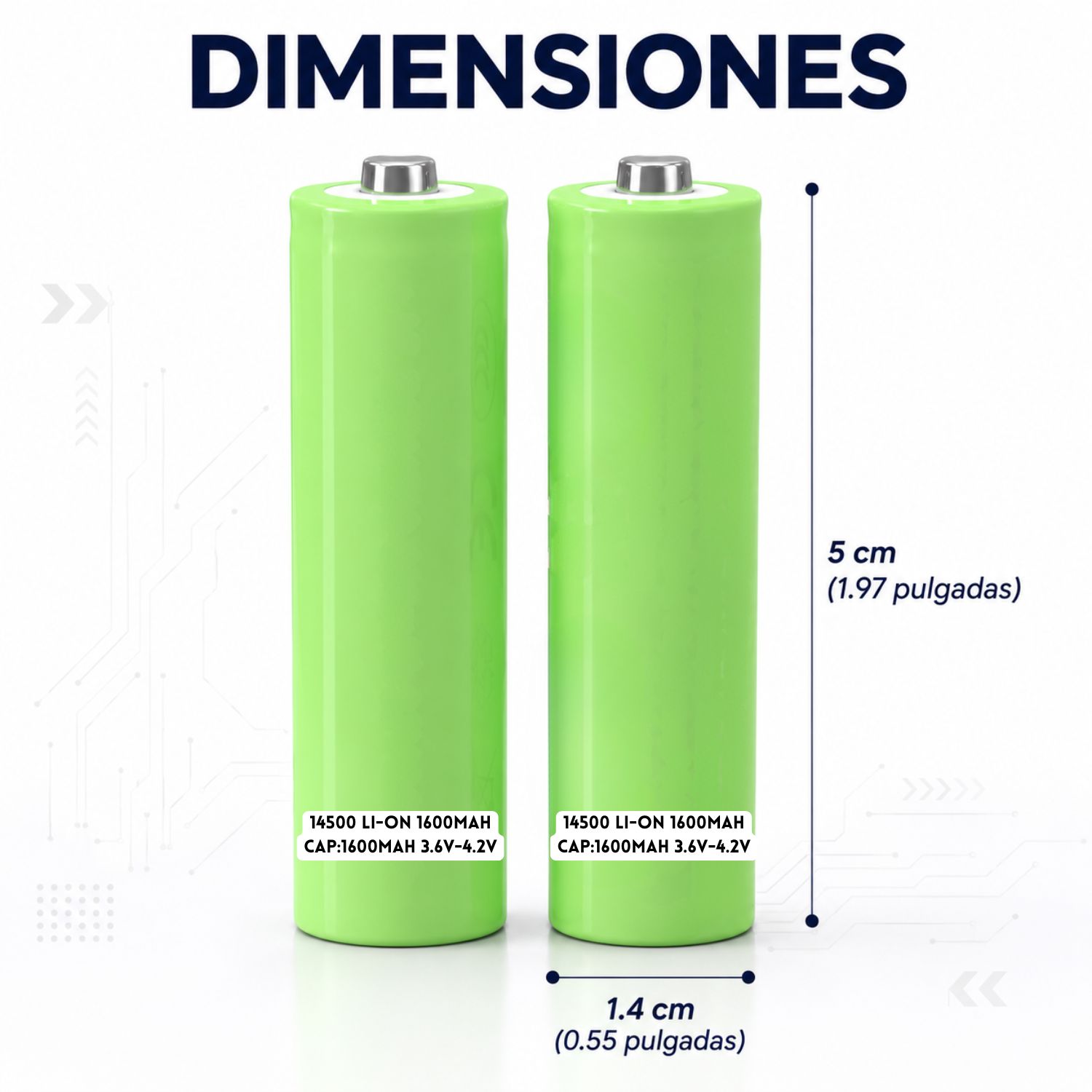 BATERÍA RECARGABLE 14500 1600MAH 3.7V LI-ION PARA LINTERNAS LED PACK X2 - 5