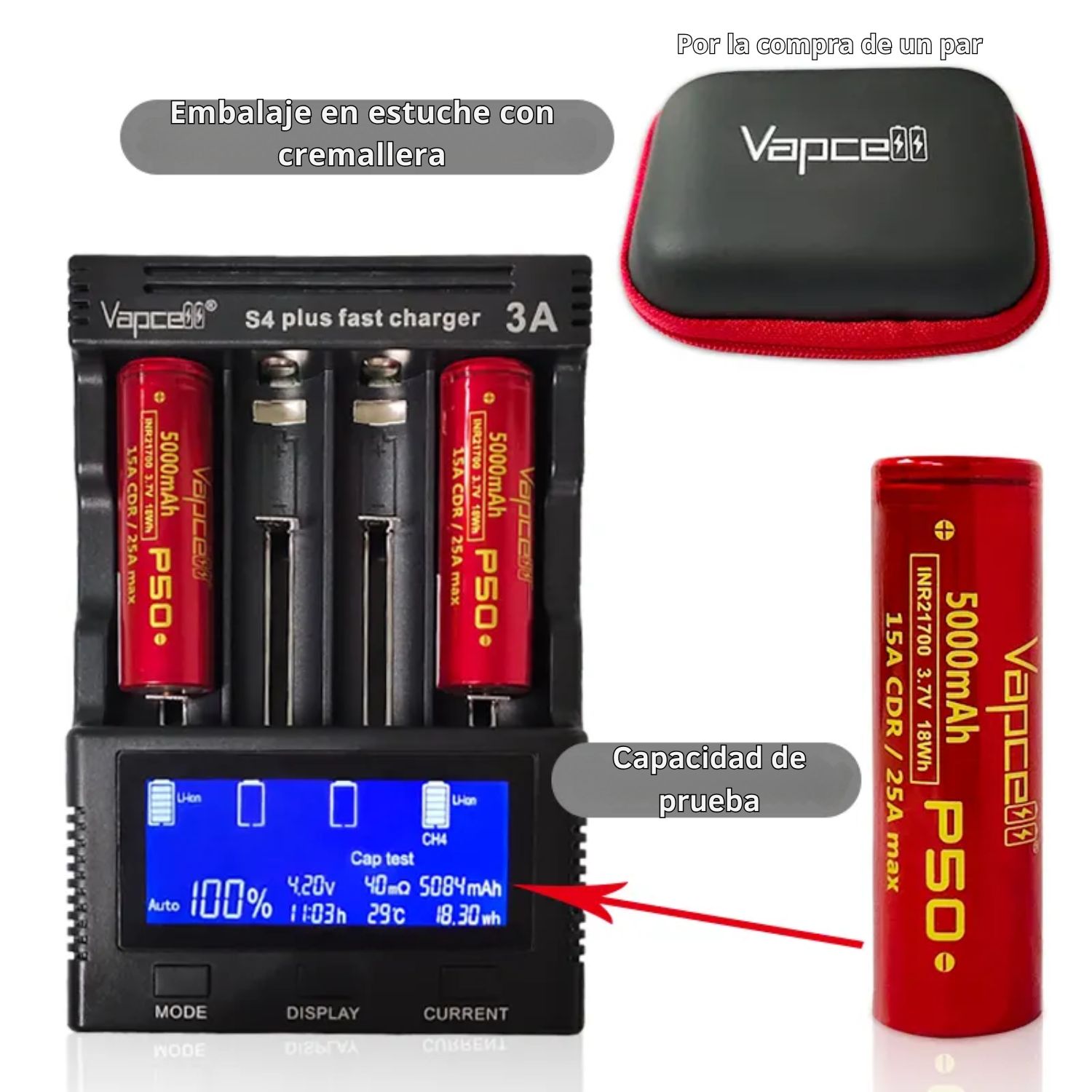 BATERÍA RECARGABLE 21700 5000MAH LITIO ALTA DESCARGA PARA LINTERNAS Y HERRAMIENTAS - 4