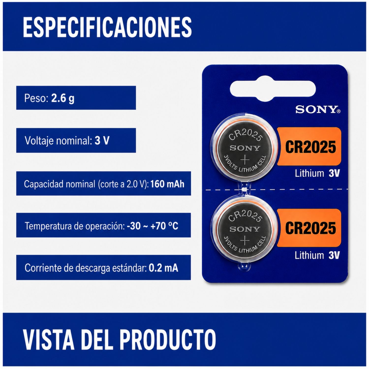 PILAS BOTÓN CR2025 3V LITIO BLÍSTER X5 PARA RELOJES, CONTROLES, GLUCÓMETROS Y LLAVES DE AUTO - 3