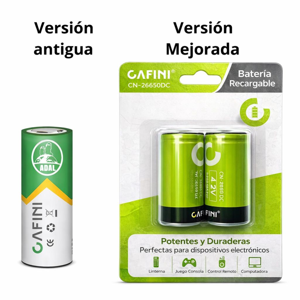 BATERÍA RECARGABLE 26650 LI-ION 3000MAH 3.7V PACK X2 PARA LINTERNAS Y DISPOSITIVOS - 2