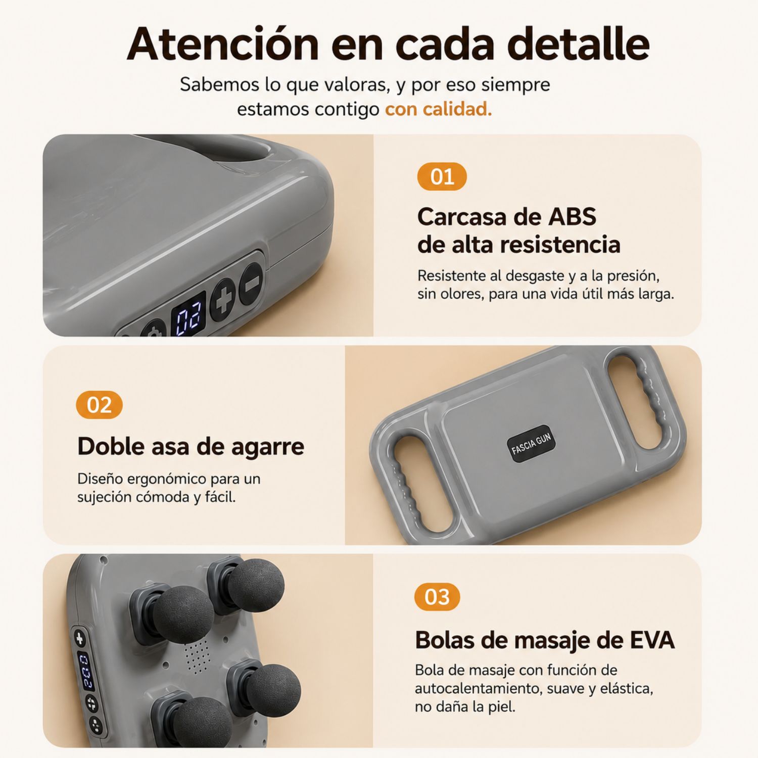 MASAJEADOR ELÉCTRICO 4 CABEZALES PARA ESPALDA CUELLO Y CUERPO 20 VELOCIDADES RECARGABLE GRIS - 7