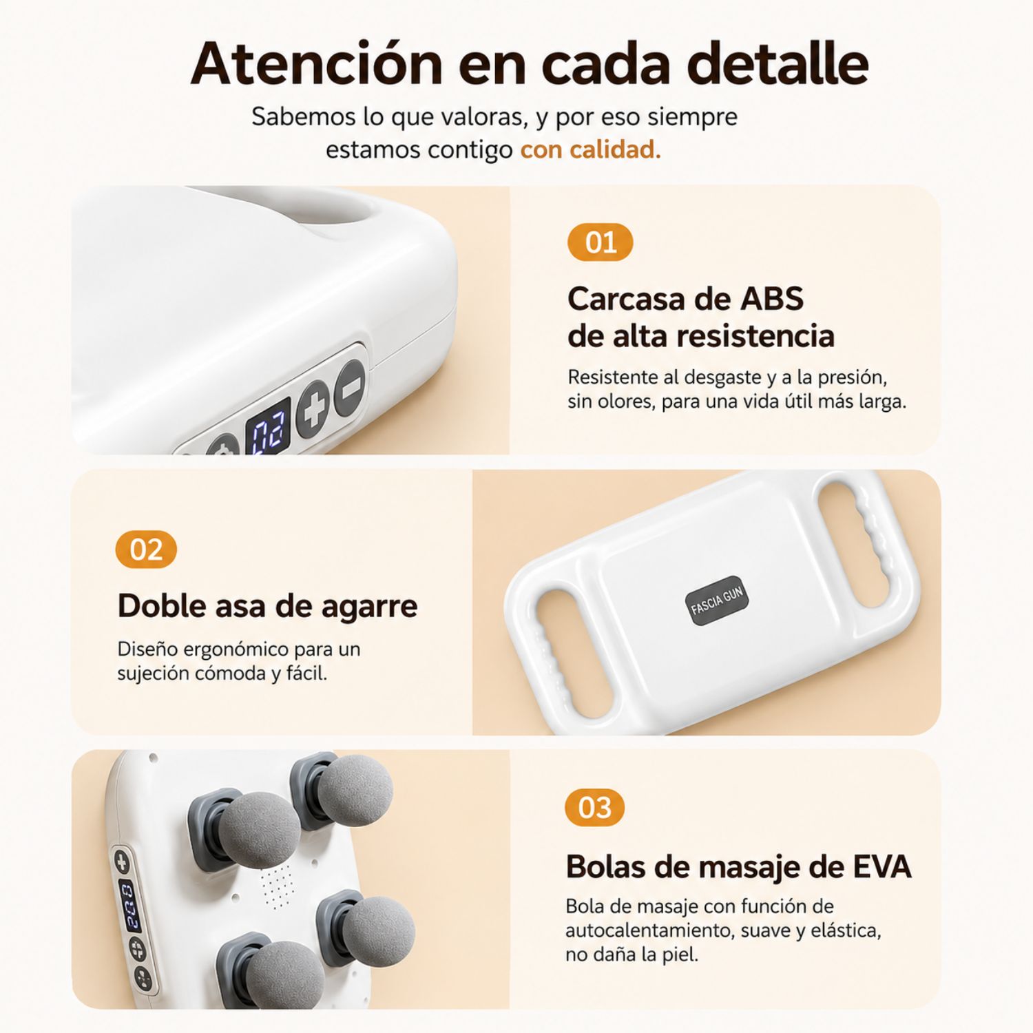 MASAJEADOR ELÉCTRICO 4 CABEZALES PARA ESPALDA CUELLO Y CUERPO 20 VELOCIDADES RECARGABLE BLANCO - 7