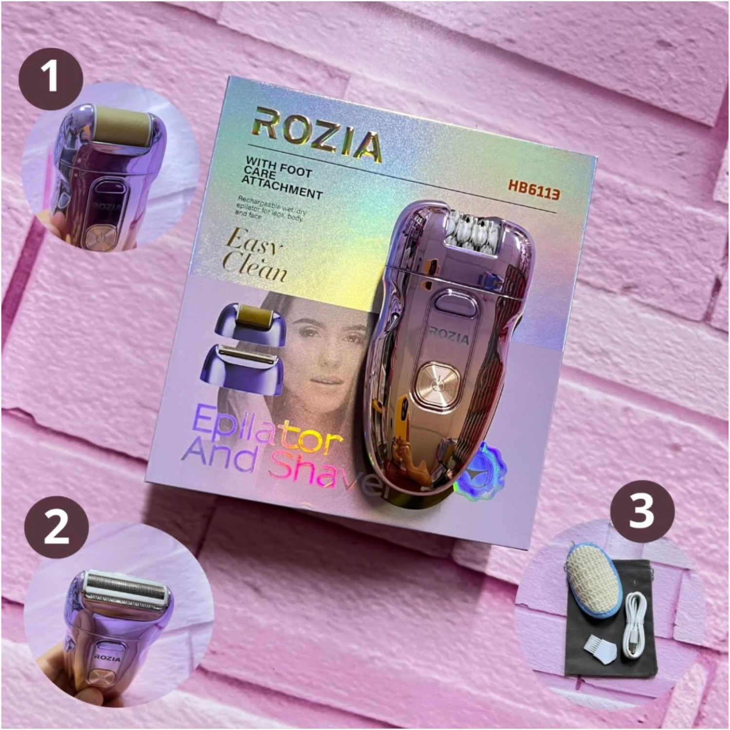 DEPILADORA ELÉCTRICA FACIAL Y CORPORAL 3 EN 1 CON REMOVEDOR DE CALLOS RECARGABLE - 6