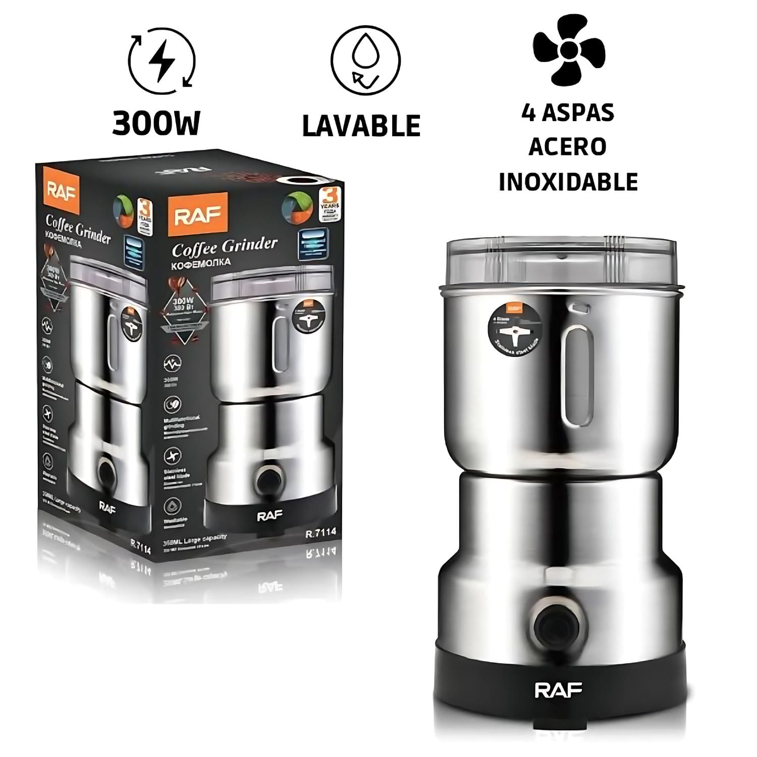 MOLINILLO ELÉCTRICO DE CAFÉ 300W MULTIFUNCIONAL RAF - 2