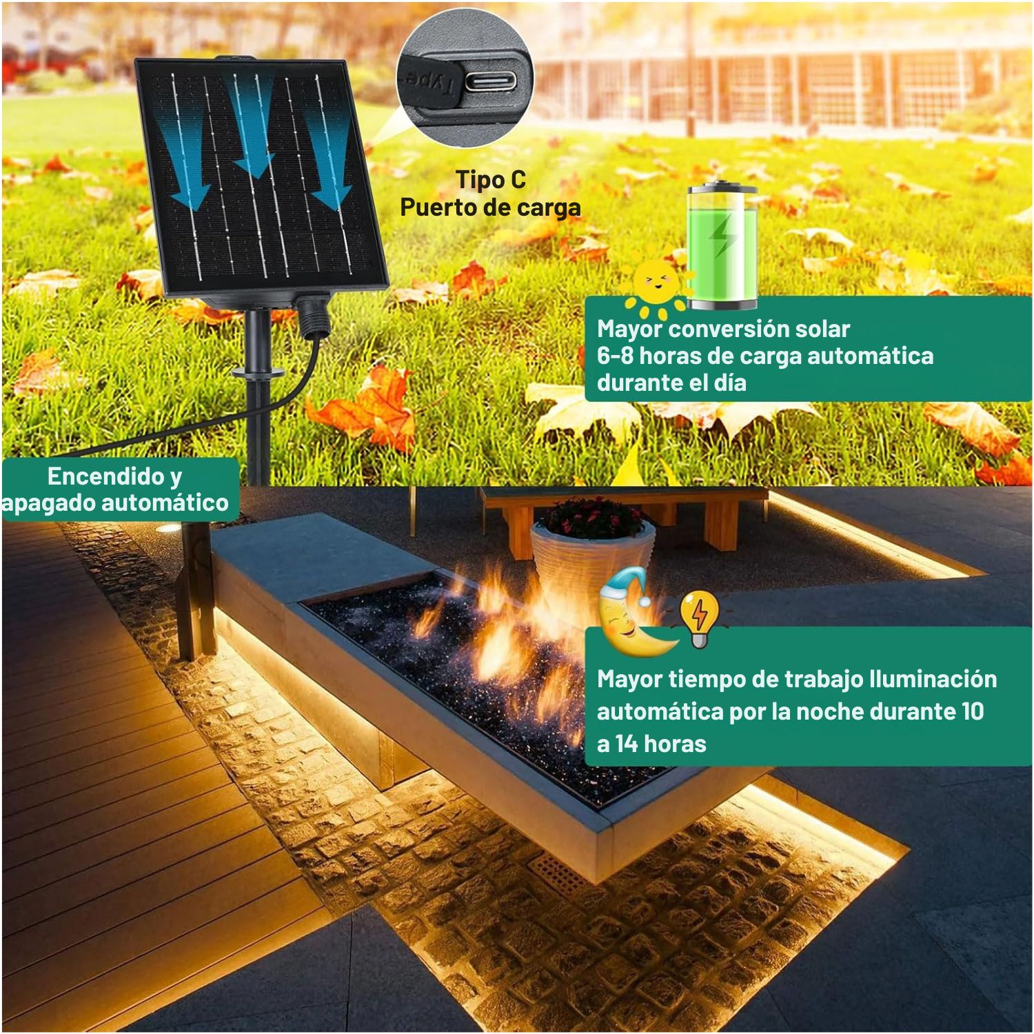 TIRA LED SOLAR 10M IMPERMEABLE IP68 PARA JARDINES, TERRAZAS, PISCINAS Y CAMPING - 3