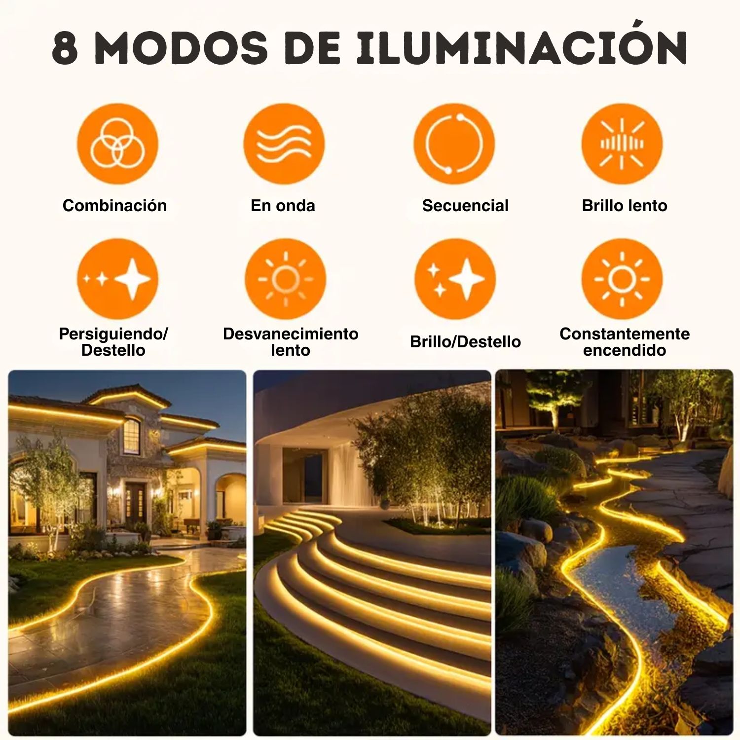 TIRA LED SOLAR 10M IMPERMEABLE IP68 PARA JARDINES, TERRAZAS, PISCINAS Y CAMPING - 4