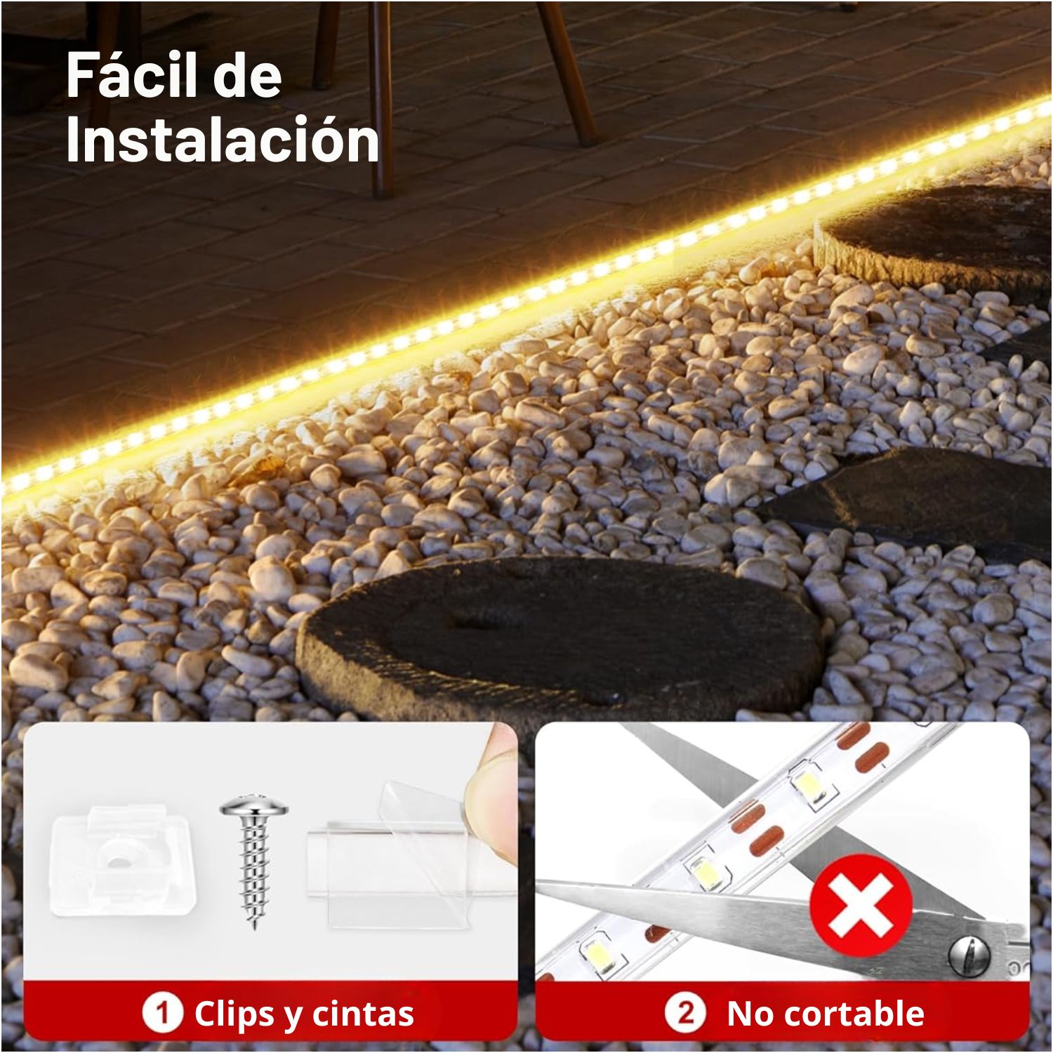 TIRA LED SOLAR 10M IMPERMEABLE IP68 PARA JARDINES, TERRAZAS, PISCINAS Y CAMPING - 7