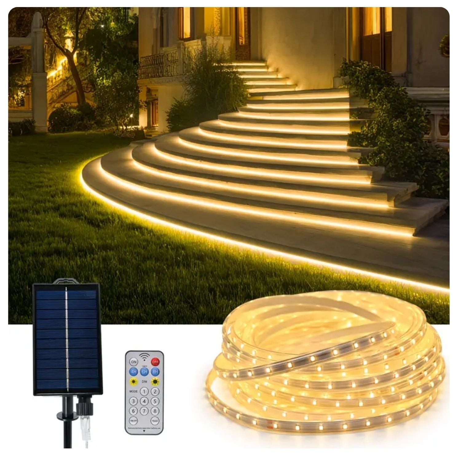 LUCES SOLARES TIPO MANGUERA 20M 1280 LED IP68 PARA DECORACIÓN EXTERIOR - 1