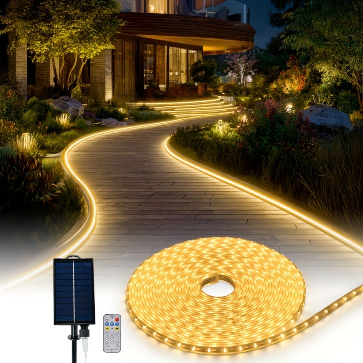 LUCES SOLARES TIPO MANGUERA 20M 1280 LED IP68 PARA DECORACIÓN EXTERIOR - 2