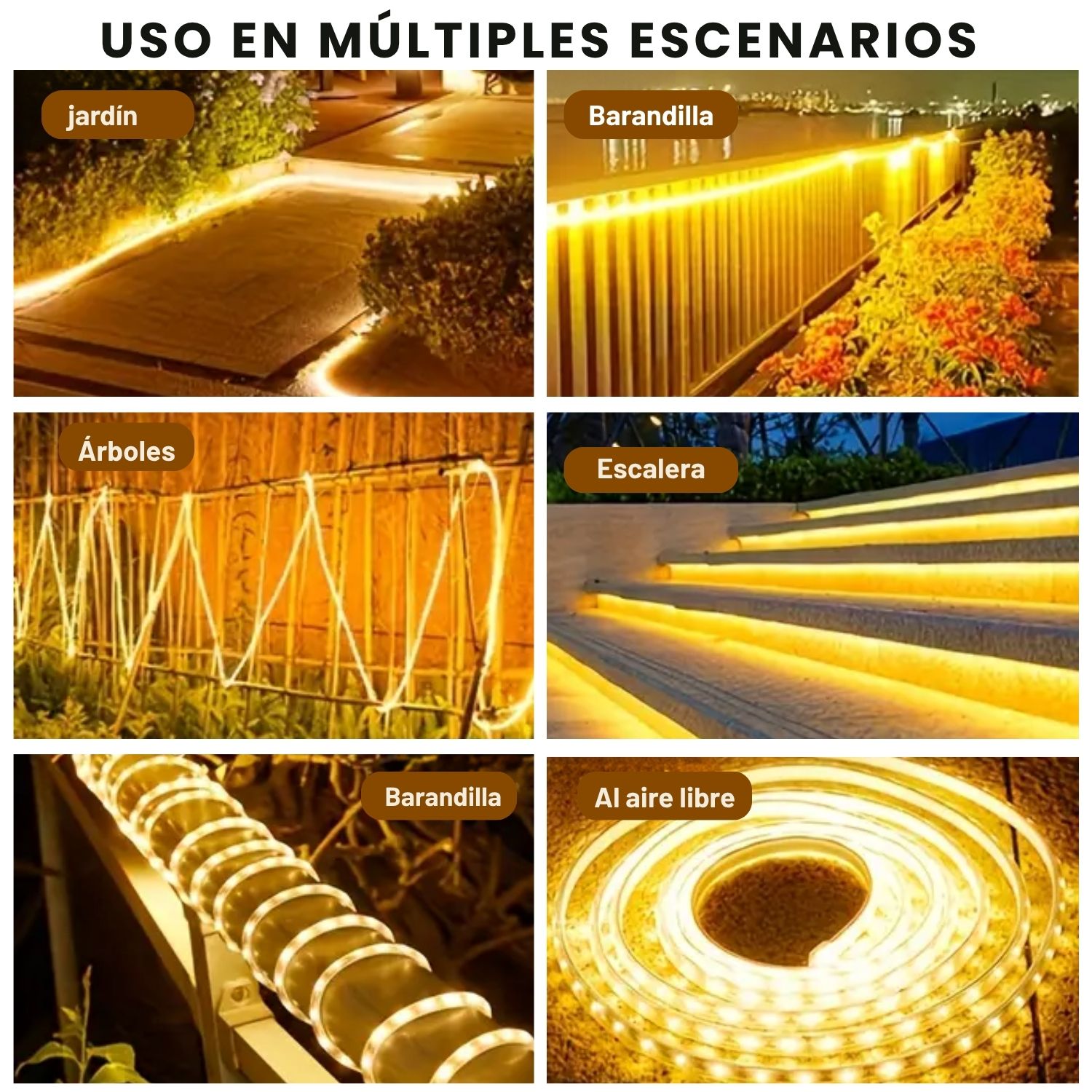 LUCES SOLARES TIPO MANGUERA 20M 1280 LED IP68 PARA DECORACIÓN EXTERIOR - 9